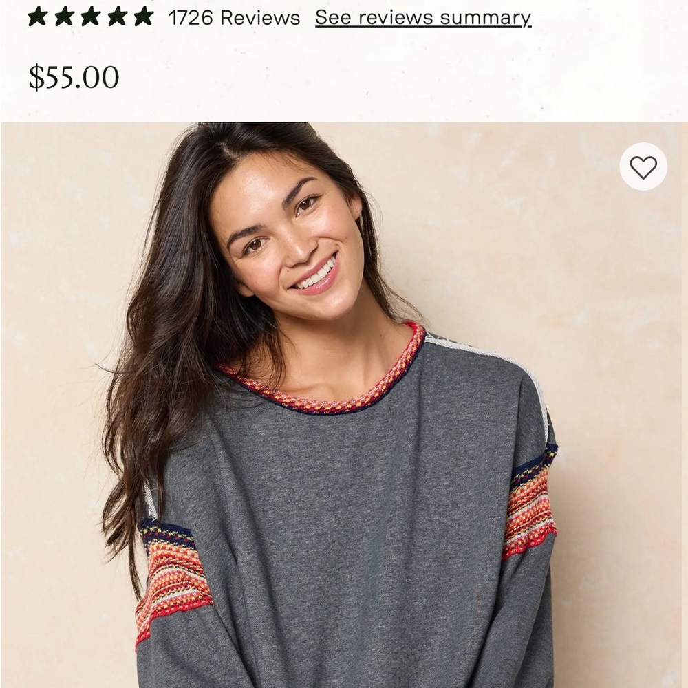 NATURAL LIFE Gray Sweater with Colorful Accents